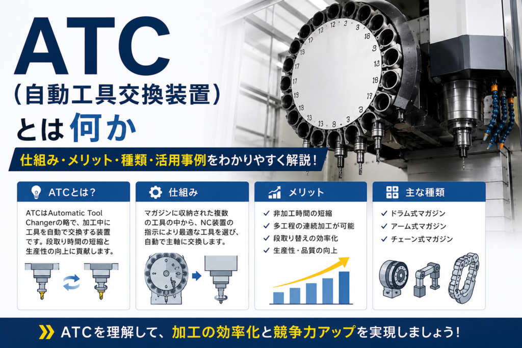 ATC(自動工具交換装置)とは何か 仕組み・メリット・種類・活用事例の解説図