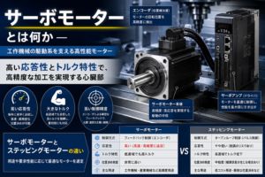 サーボモーターとは何か 応答性・トルク特性・ステッピングモーターとの違いの解説図