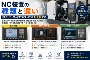 NC装置の種類と違い FANUC・MAZATROL・OSPを比較する解説図